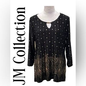 Beautiful JM Collection blouse black and gold blouse. Size XL.